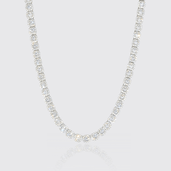 10mm Clustered Tennis Chain - White Gold