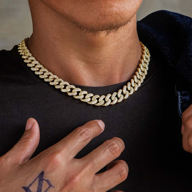 12mm Iced Out Cuban Link Necklace - Gold