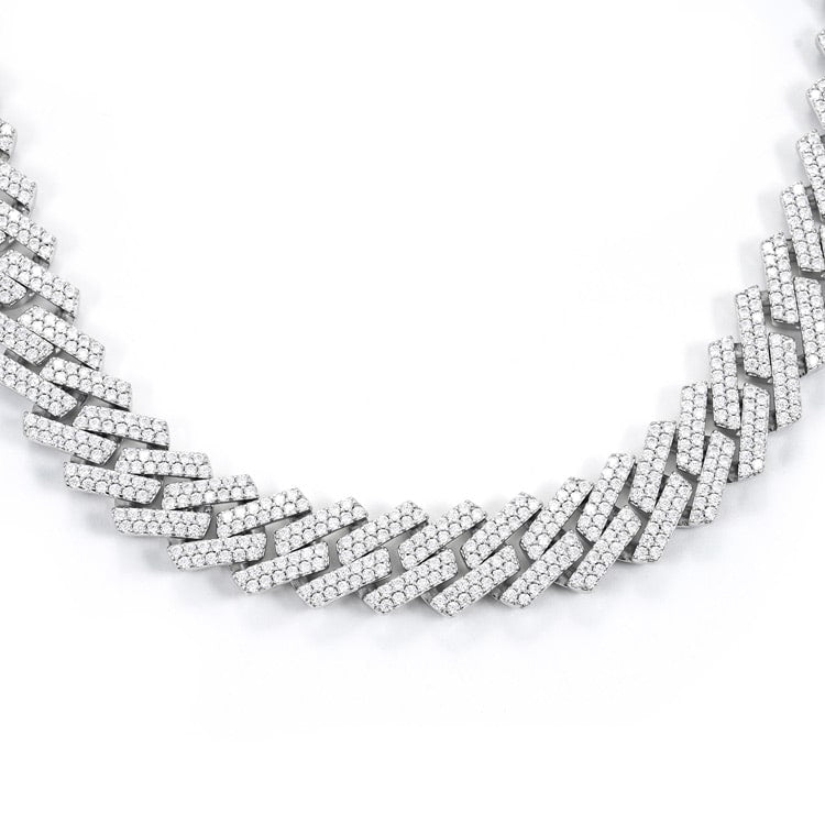 15MM Moissanite Prong Cuban Link Chain