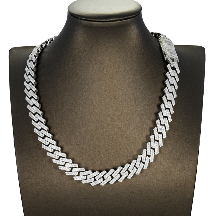 15MM Moissanite Prong Cuban Link Chain