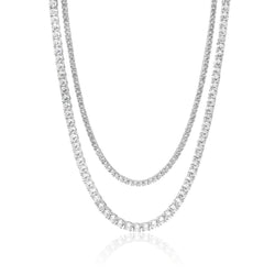 3mm + 5mm Tennis Chain Bundle - White Gold