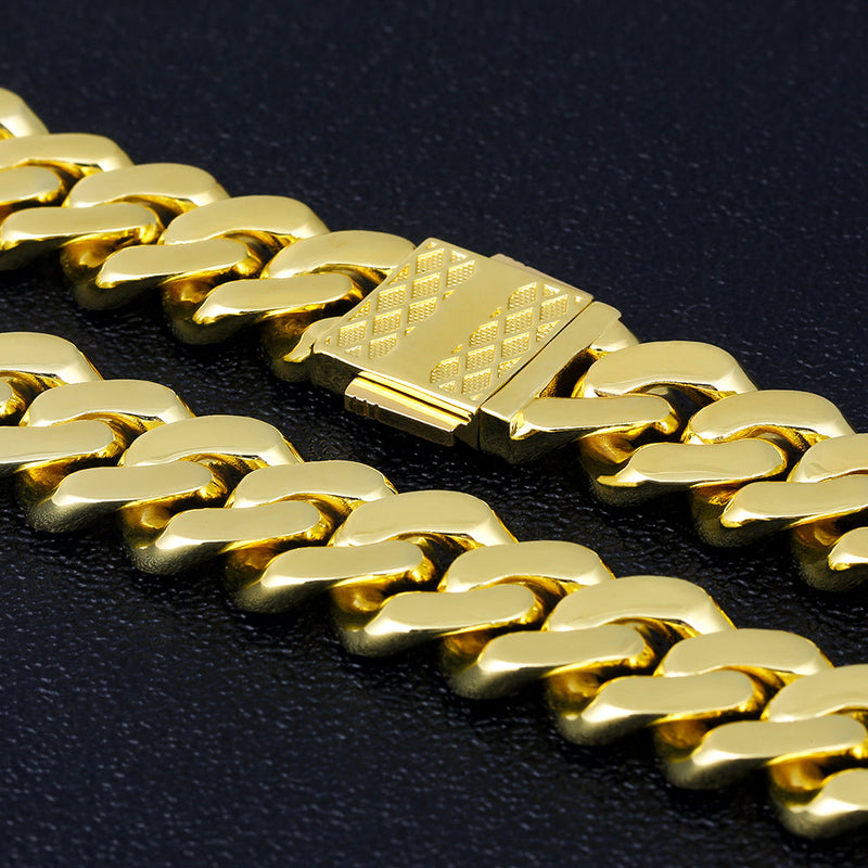 12mm Iced Out Cuban Link Necklace - Gold