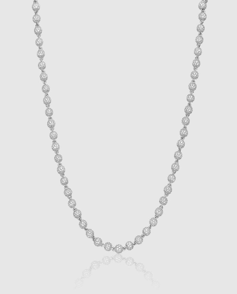 5mm Iced Ball Chain - White Gold