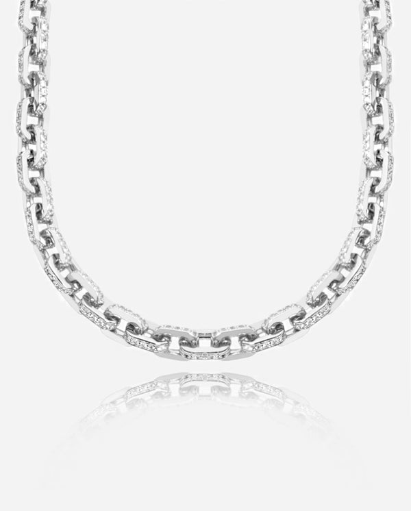 5mm Iced Box Chain - White Gold