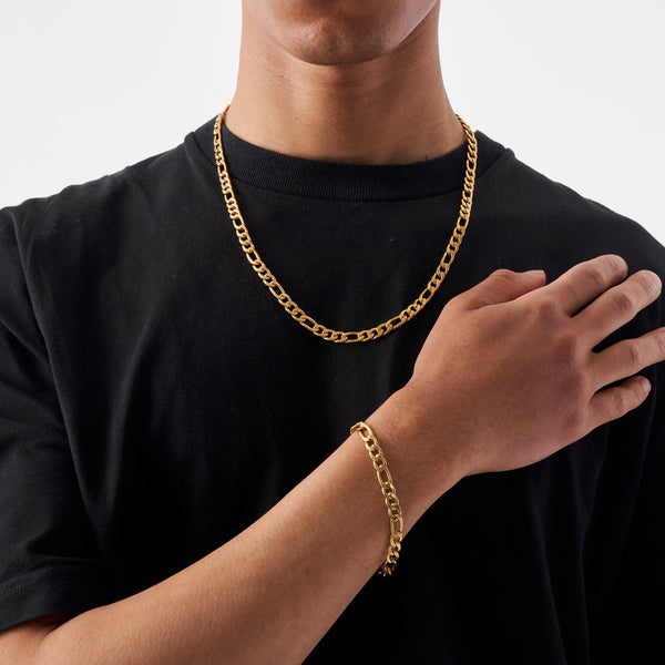 7MM Figaro Chain - Gold