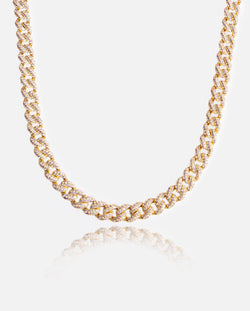 9mm Iced Cuban Link Chain - Gold