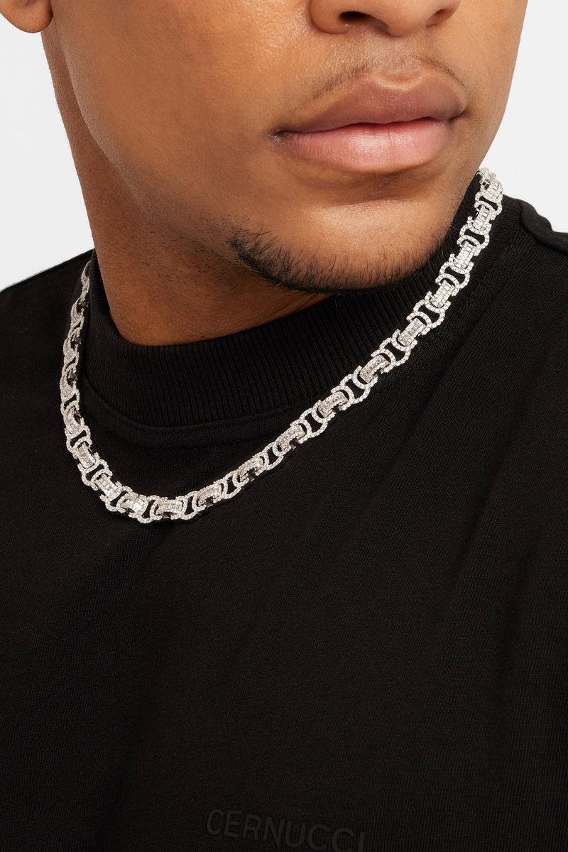 Iced Byzantine Chain - White Gold