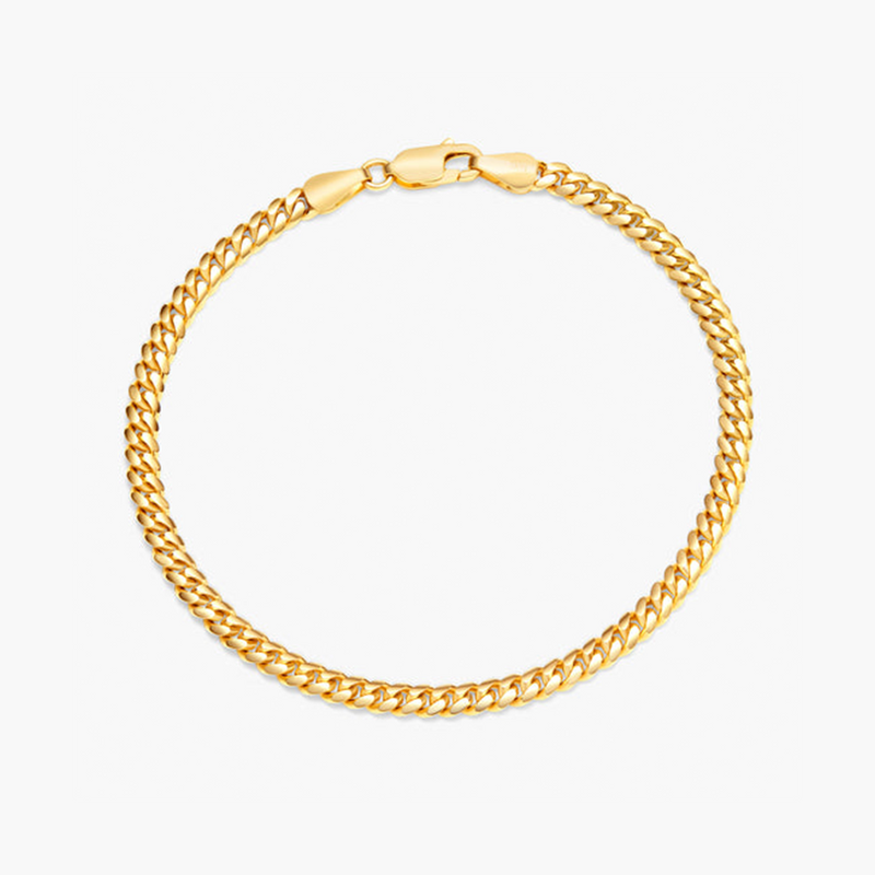 Cuban Link Bracelet 3mm - Solid Gold