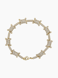 Iced Barbed Wire Bracelet - Gold