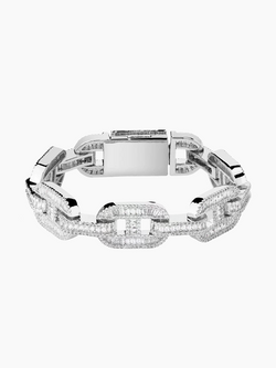 14mm Baguette Mariner Bracelet - White Gold