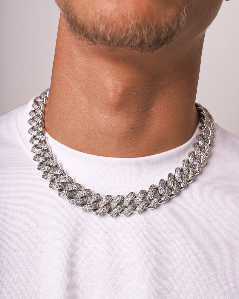 20MM ICED CUBAN CHAIN - WHITE GOLD