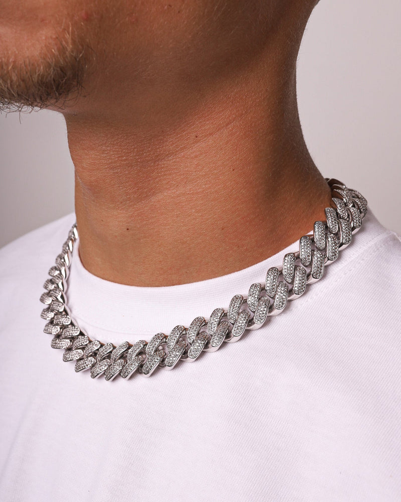 20MM ICED CUBAN CHAIN - WHITE GOLD