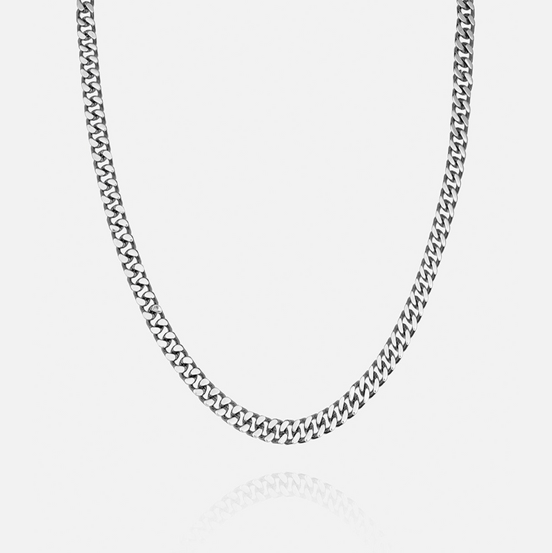 8mm Cuban Chain - White Gold